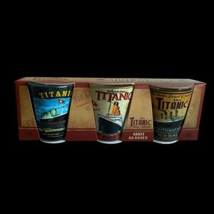 RMS Titanic Shot Glasses Small Vintage Collection Poster Design Pack of 3 Gift‎